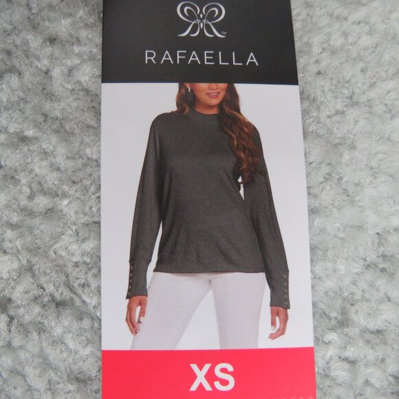 NEW NWT Rafaella Hacci Long Sleeve Mockneck Top Charcoal Gray Tweed XS MSRP:$69 - Picture 9 of 10